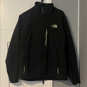 The North Face Men's Black Jacket with Neon Green Details